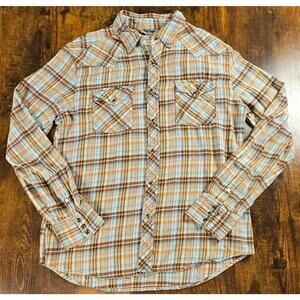 Salt Valley Western Button Down Shirt Long Sleeve Pearl Snap Large Plaid Men’s